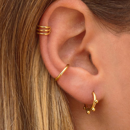 ③Own Light Ear Cuff Ring【#Casual】Silver Minimalist Triple Band Ear Cuff Earrings - Etsy Canada