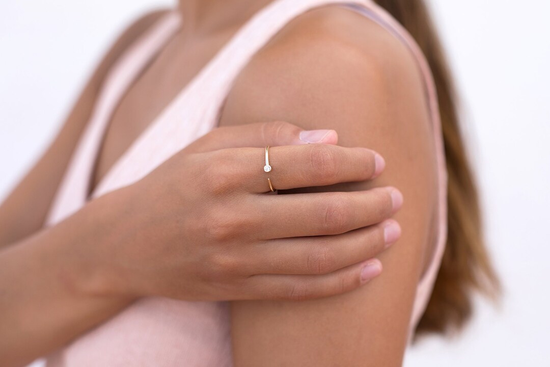 Thin Ring With Chaton Zirconia, Minimalist Silver Rings, Modern Rings ...
