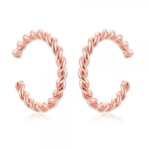 Dainty Single Twisted Band Conch Ear Cuff Earrings Rose gold