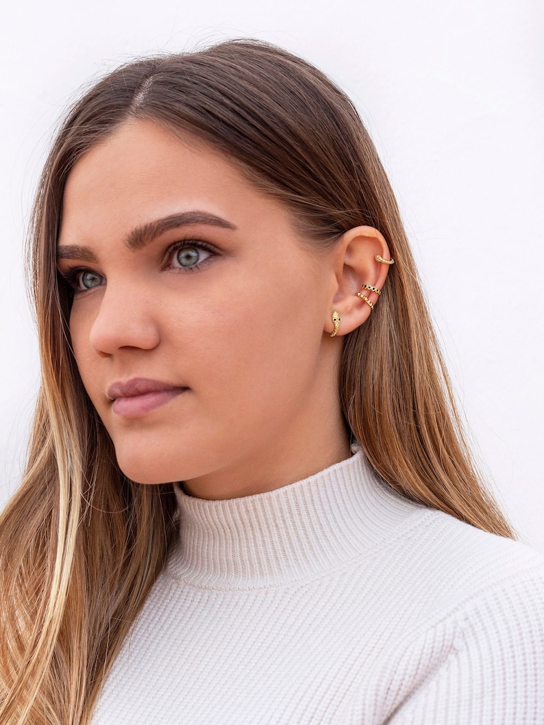 black snake hoop earrings