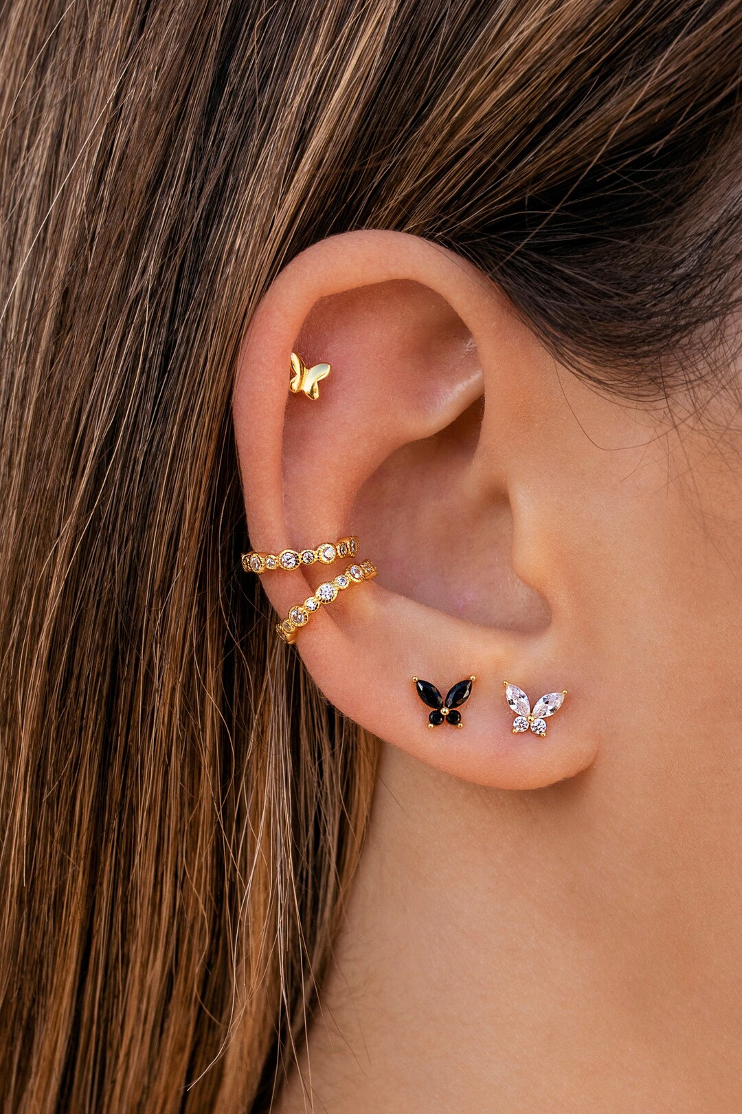 【STONEHENgE】Love Duet〜14K Butterfly Shaped Earrings Butterfly Earrings, Gorgeous Pair of Butterfly, 14k Solid