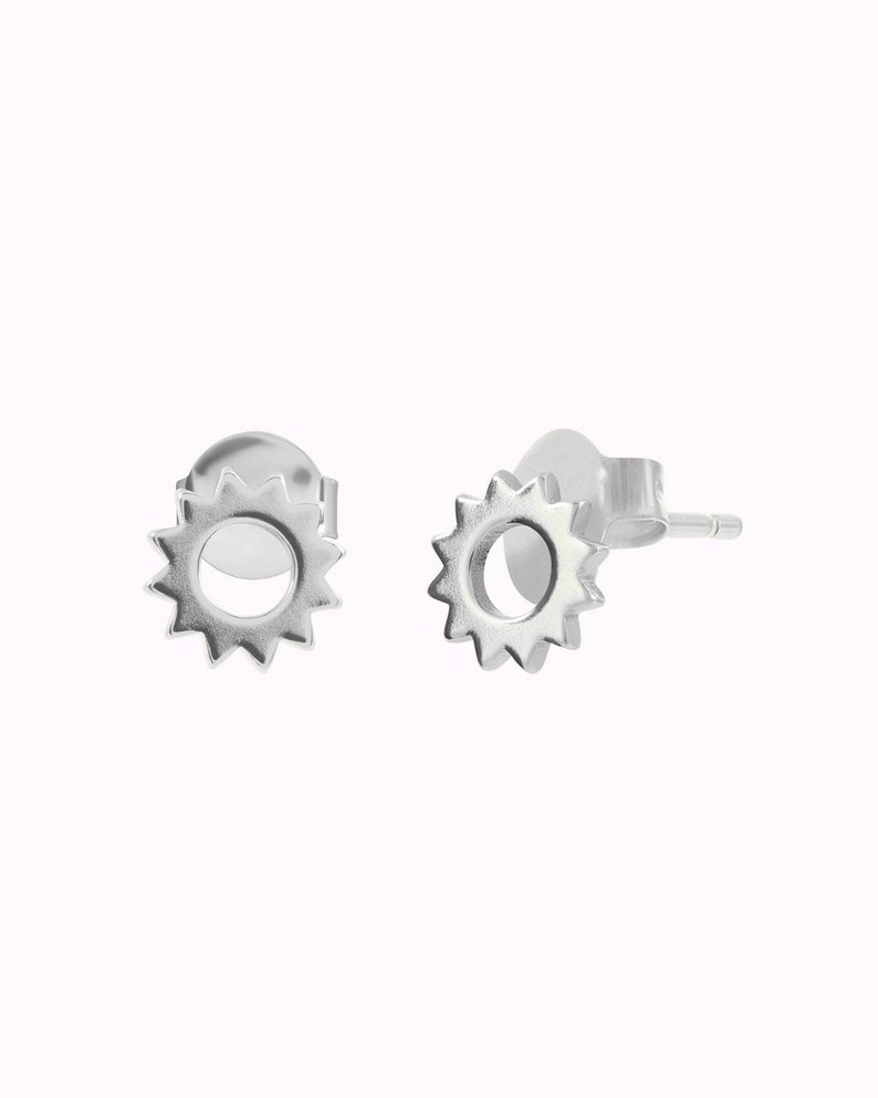 Dainty & Minimalist Sun Stud Earrings Silver