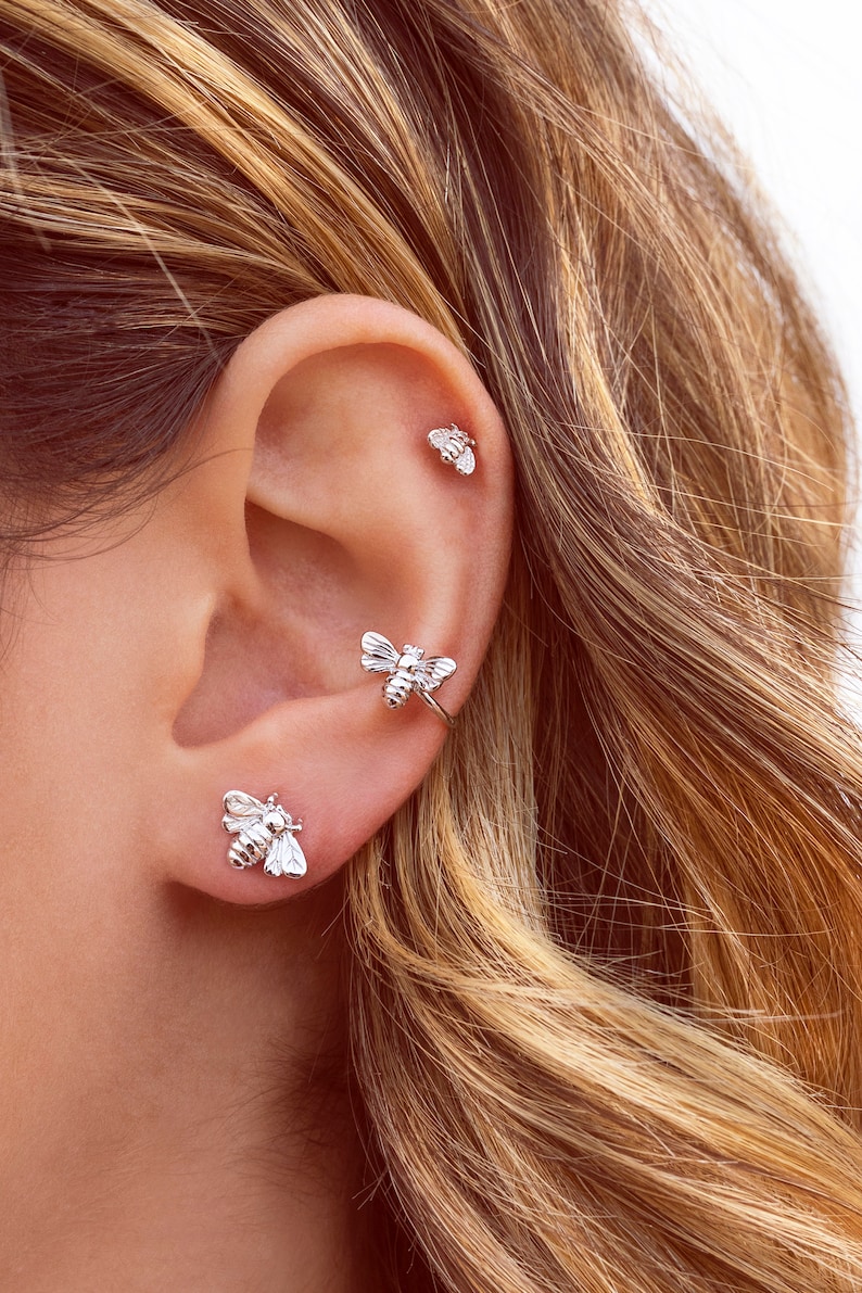 Dainty & Tiny Bee Shaped Ear Cuff Earrings image 3