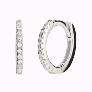 Dainty & Minimalist Pave CZ Huggie Hoop Earrings Silver