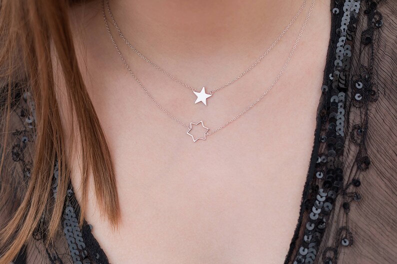 Star Necklace Cutout Star Pendant Star Choker Minimalist Etsy