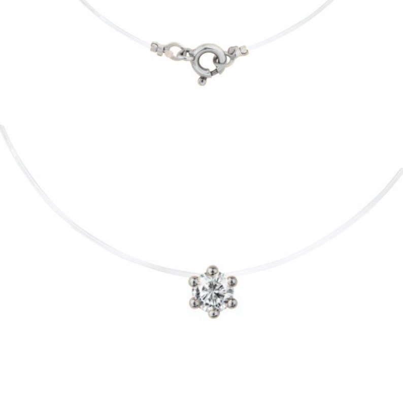 9K Solid Gold & White Gold Transparent Chain Solitaire 6 Prongs CZ ...