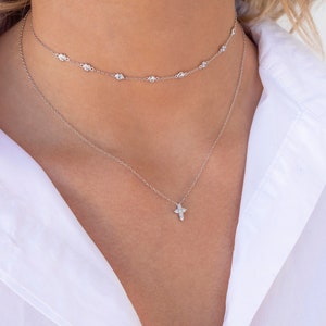 Zircon choker, Silver choker, Zircon necklaces, Silver necklaces, Chokers, Trendy chokers, Dainty chokers, Boho chokers, Minimalist choker image 3