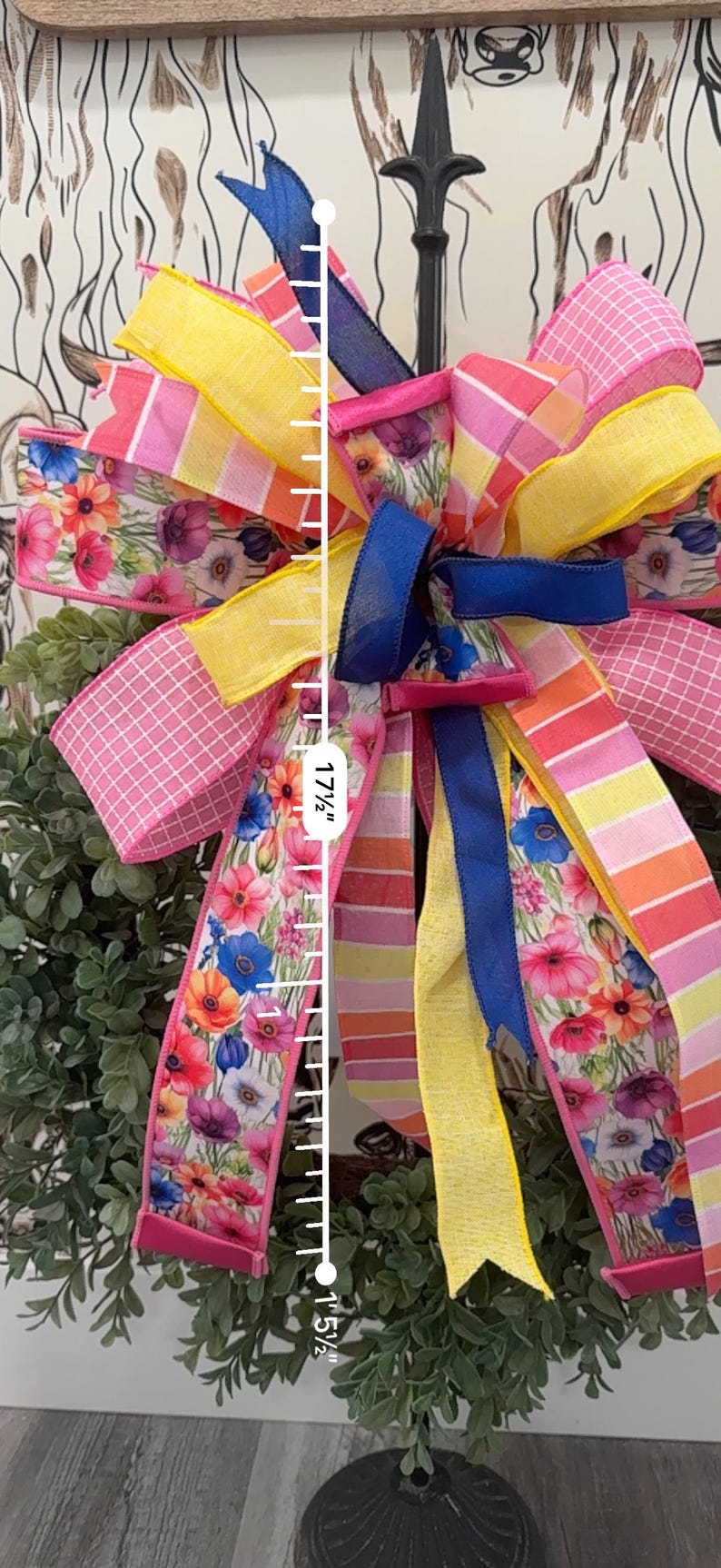 Spring Summer Easter Wreath Bow Floral Door Decor Designer Bow - Etsy