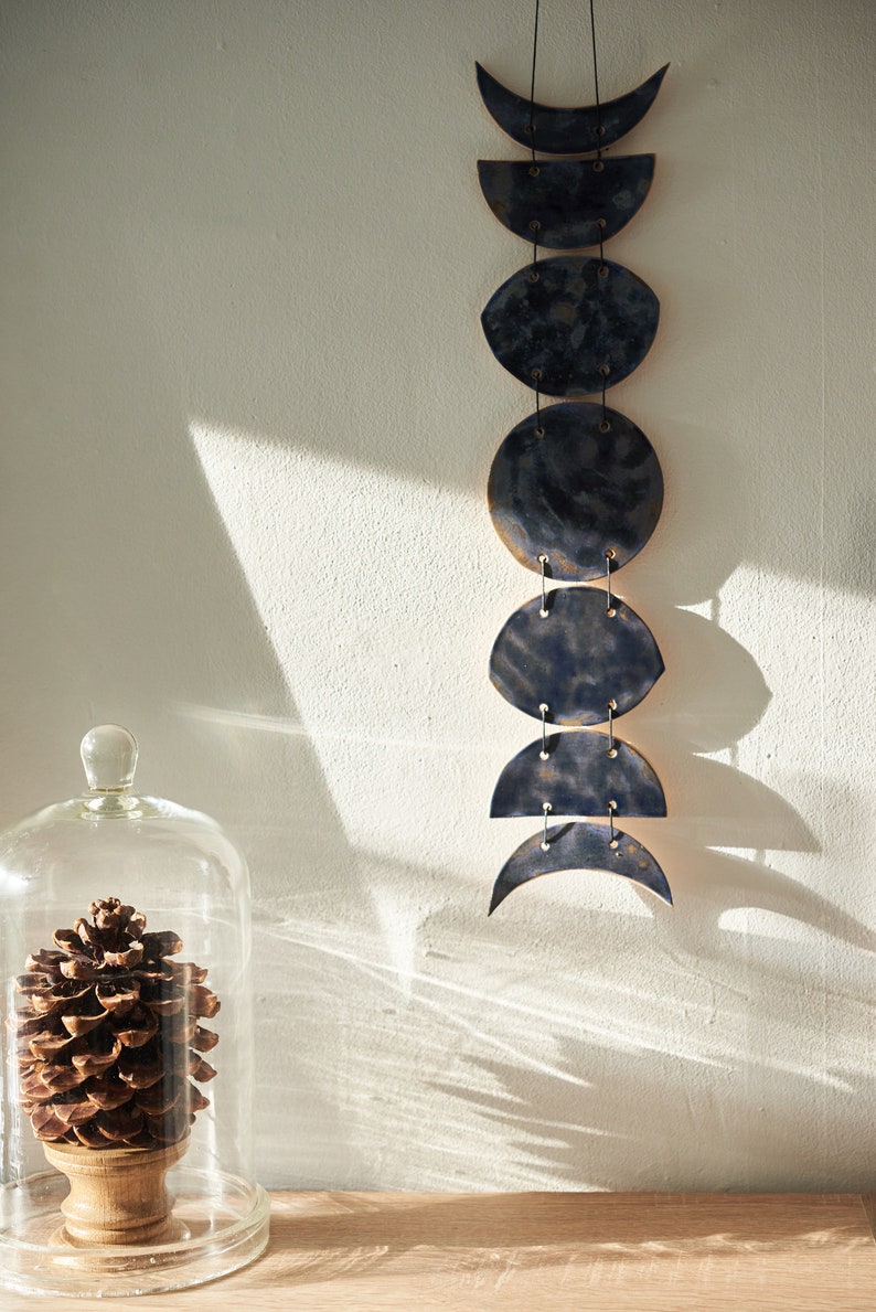 Ceramic moon phases wall hanging Pottery wall hanging image 2