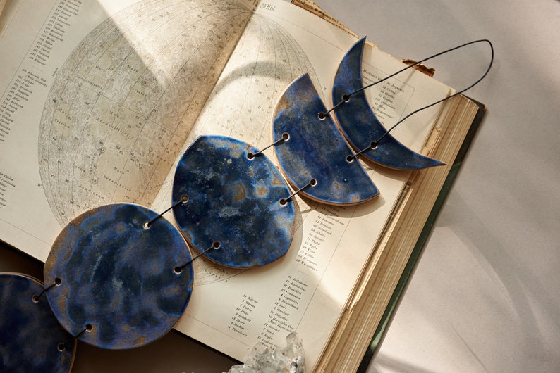 Ceramic moon phases wall hanging Pottery wall hanging image 6