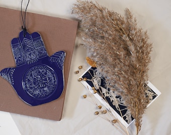 Ceramic protection amulet Hamsa wall hanging Ceramic wall art