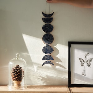 Ceramic moon phases wall hanging Pottery wall hanging image 1