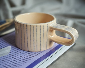 Handcrafted ceramic mug, with real gold, handpainted mug, coffee mug