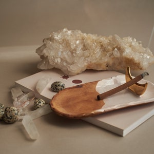 Ceramic moon plate, Palo Santo holder, jewelry dish image 1