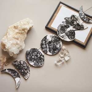 Moon phases wall hanging Lunar calendar Moon garland Lunar new year gift Astrology gift Full moon Ceramic moon garland