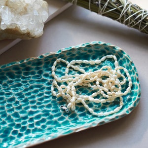 Turquoise ceramic plate Candle holder Palo Santo holder Spiritual gift image 5