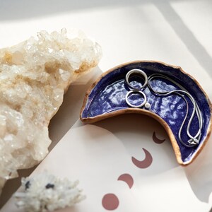 Ceramic jewelry moon plate Candle holder Trinket tray image 2
