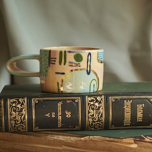 Handcrafted ceramic mug, with real gold, handpainted mug, coffee mug