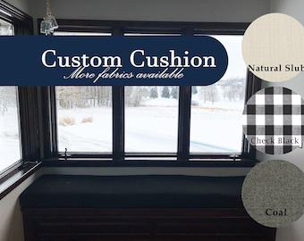 Custom Size Cushion, Indoor Bench Cushion 4 Inch thick, Reading Nook Cushion, Window Cushion, Bay Window Cushion