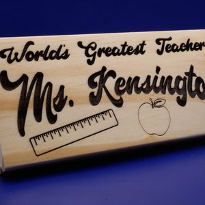 Personalized Wooden Chalk and White Board Eraser - World&#39;s Greatest Teacher - Great Laser Engraved Gift!