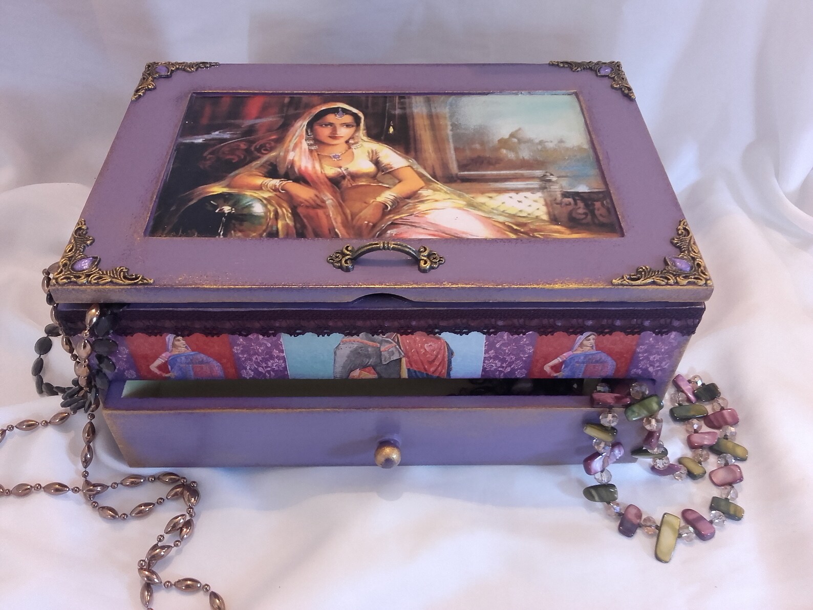 Indian Jewelry Box jewelry Organizationpurple Indian Box Etsy