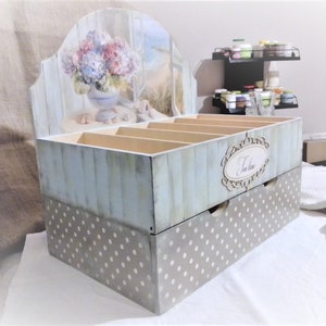 Shabby chic large tea box, Tea bag Organizer, Kitchen Organization, Tea bag storage box, New home gift for tea lovers