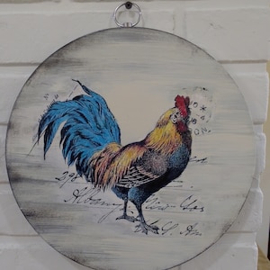 Decorazione francese country con gallo blu, tagliere in bambù, tagliere in bambù per formaggi, decorazione Cottagecore, regalo per la nuova casa per lui, regalo Cottadecore