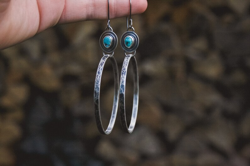 Turquoise Hoop Earrings Natural American Mined Turquoise