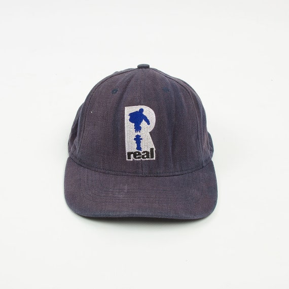 Vintage Real Skateboards snapback cap BLUE made in