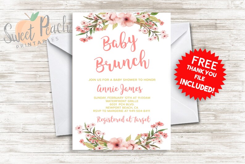 Baby Shower Brunch Invitation 5x7 Pdf Digital Personalized Etsy