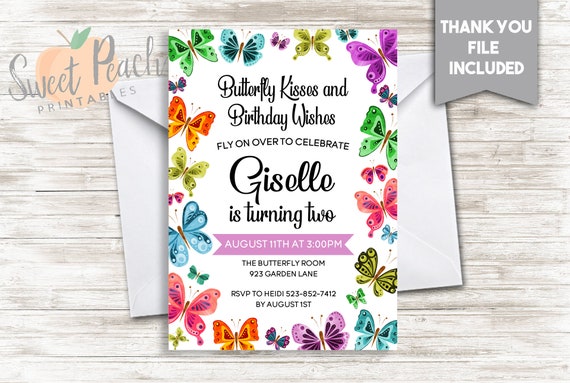 Papillon Danniversaire Invitation 5 X 7 Numerique Etsy France