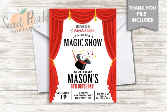 Magic Show Birthday Invite Invitation 5x7 Digital Personalized Etsy Magic Show Birthday Invite Invitation 5x7 Digital Personalized Etsy