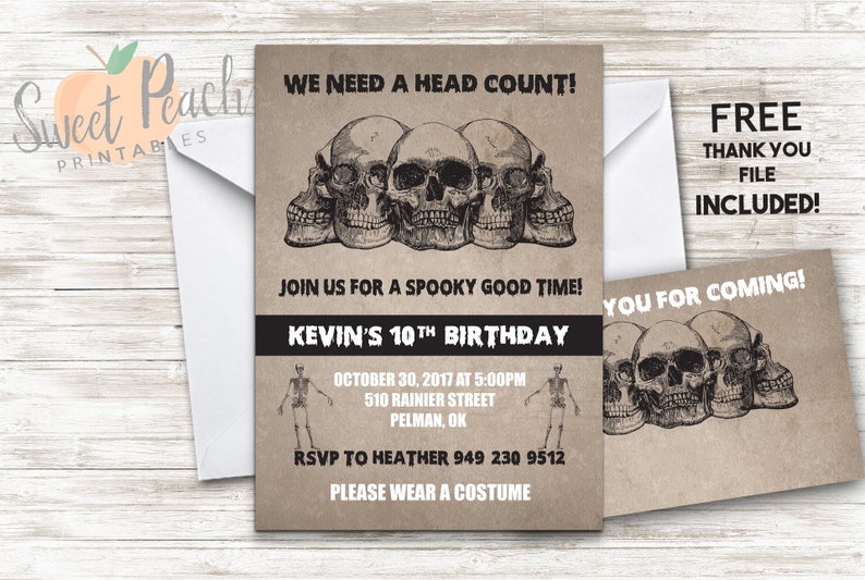 Scary Birthday Party Invite 5x7 Digital Personalized Halloween - Etsy