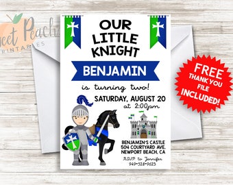 Knight Invite INVITATION Birthday Medieval 5x7 Pdf Prince Boy Horse Castle ANY AGE Dragon 103.0