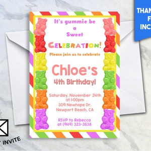 Gummy Bear Invitation PIY file ~ Gummy Bears Printable ~ Gummy Bear Birthday Invite Digital File