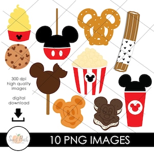 Mickey Mouse Snacks PNG Clipart Bilder Grafiken Sofortiger Download Disneyland Leckereien Clip Art