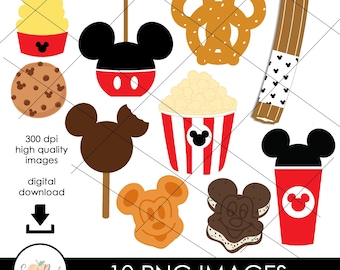 Mickey Mouse Snacks PNG Clipart Images Graphics Instant Download Disneyland Treats Clip Art