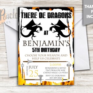 Chevalier Inviter Invitation Anniversaire Medieval 5 X 7 Pdf Etsy France