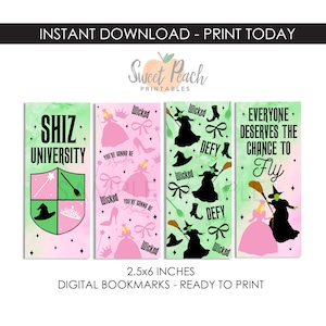 Wicked Inspired Bookmarks Digital INSTANT DOWNLOAD Printable Gift Ideas Musical Lover Book Marks Tags Place Holders