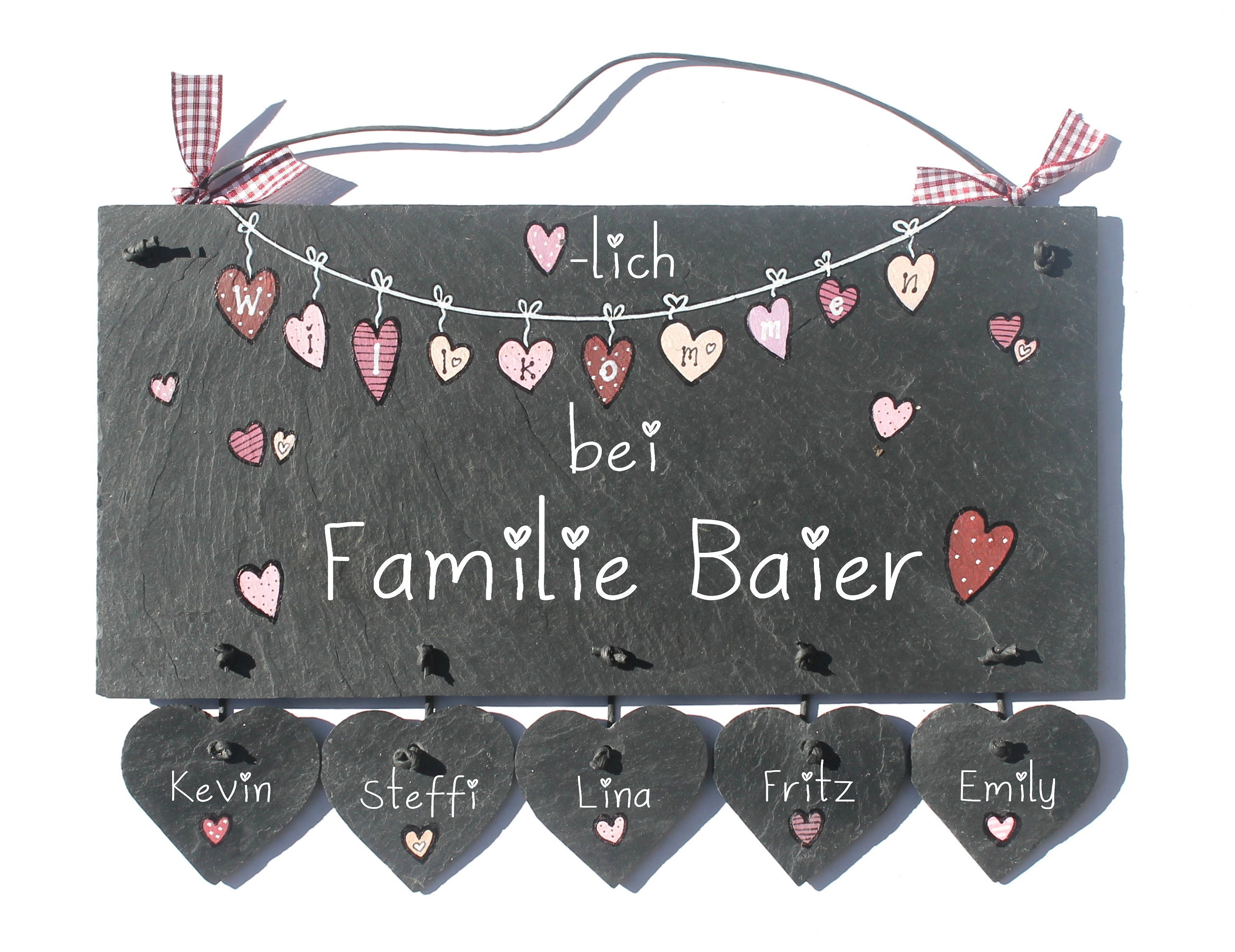 Personalisiertes Türschild Familie mit Herzanhänger Etsy