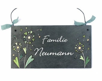 Türschild Familie, Schiefer Türschild, Namensschild Haustür, Familienschild Schiefer, Schieferschild personalisiert, Geschenk zum Einzug