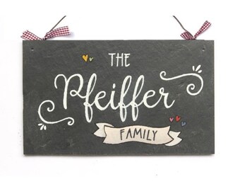 Türschild Familie | Schieferschild personalisiert | Namensschild | Familienschild Schiefer mit Name | Schiefertürschild | Familiengeschenk