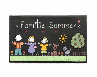 Türschild Familie, Schiefer Türschild, Namensschild Haustür, Familienschild Schiefer, Schieferschild personalisiert, Geschenk zum Einzug