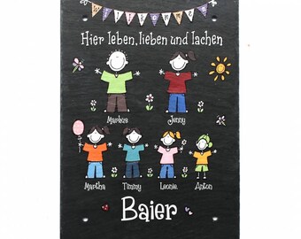 Türschild Schiefer mit Namen der Familie personalisiert | Namensschild | Familienschild | Haustürschild wetterfest | Familientürschild