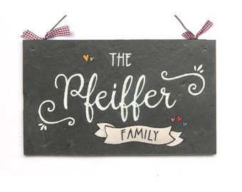 Türschild Schiefer Familie personalisiert mit Name | Schieferschild | Familienschild | Schiefertürschild | Familientürschild | Haustürschild