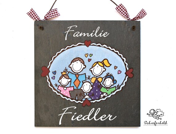 Turschild Familie Personalisiert Namensschild Schiefer Etsy