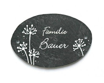 Familienschild personalisiert | Türschild Schiefer mit Name | Haustürschild Familie | Schieferschild wetterfest | Hochzeitsgeschenk