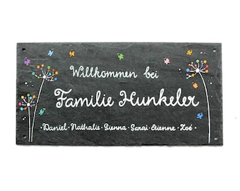 Türschild Familie, Schiefer Türschild, Namensschild Haustür, Familienschild Schiefer, Schieferschild personalisiert, Geschenk zum Einzug