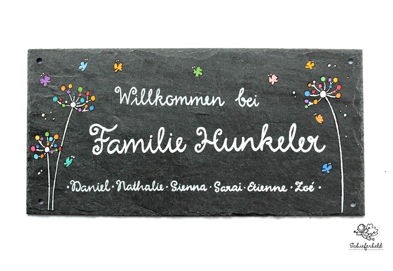 Slate Sign Family Name Tag Front Door Hand Painted Image 0