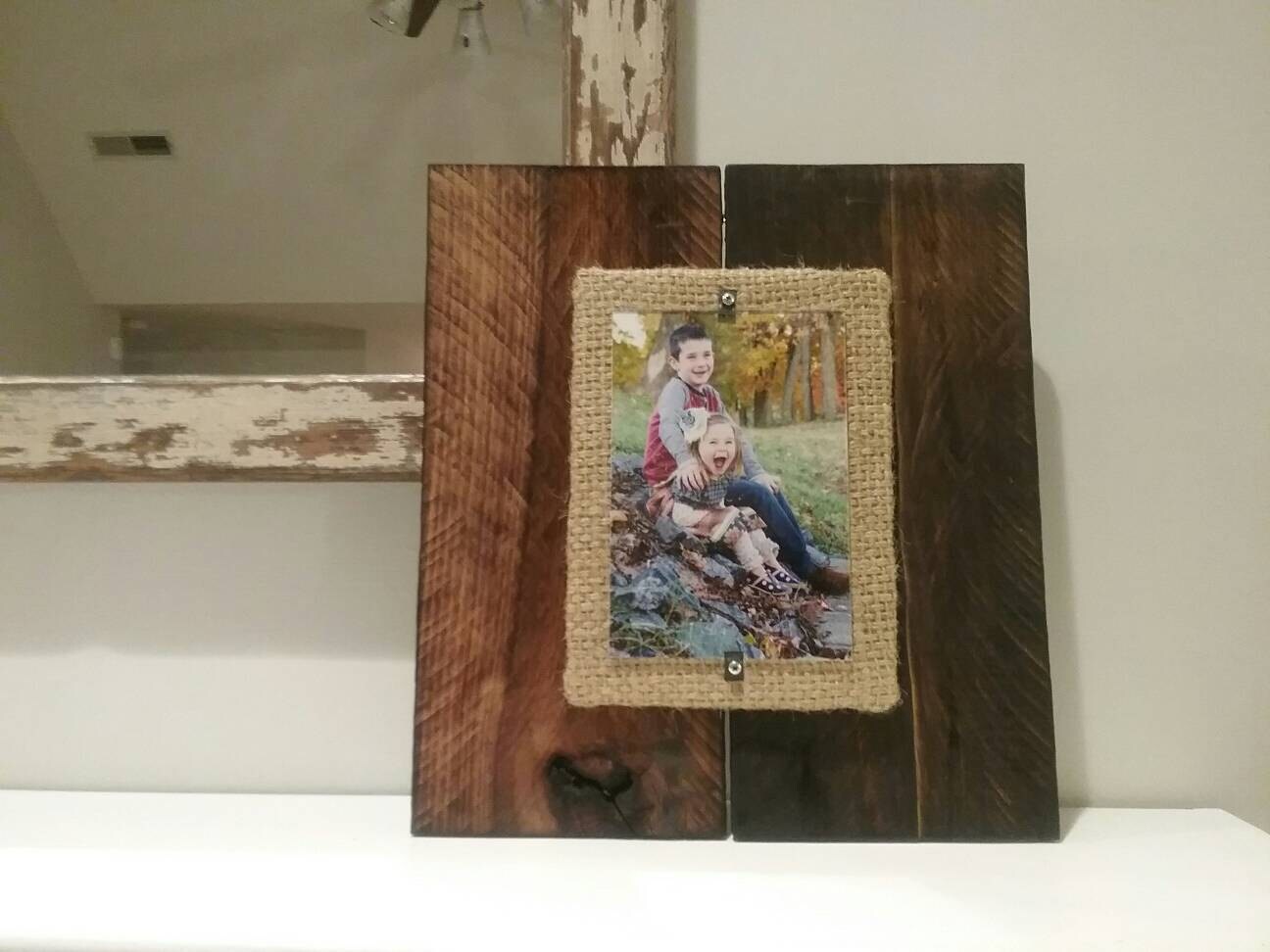 Beautiful 4x6 Wooden Plank Frame With Burlap Mat. Etsy
